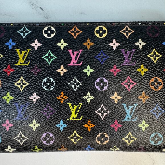 Louis Vuitton Murakami Wallet Multicolor Monogram Vintage Long Zippy Noir Purple - Picture 9 of 14